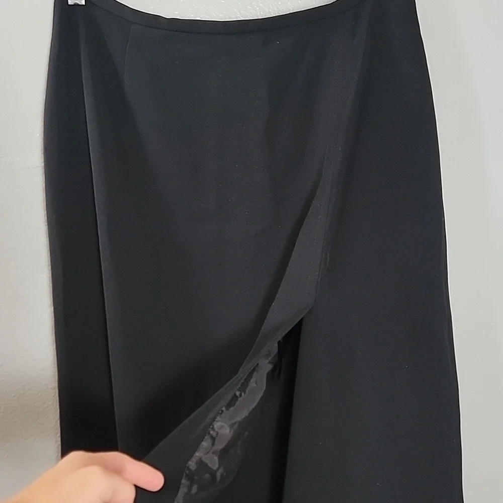 Apostrophe black lined maxi skirt with slit